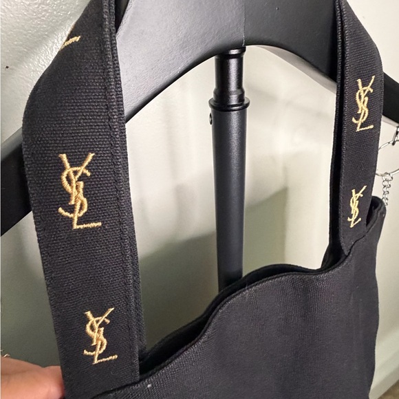 Yves Saint Laurent Black Tote with Gold Embroidered YSL Logo - Picture 4 of 12